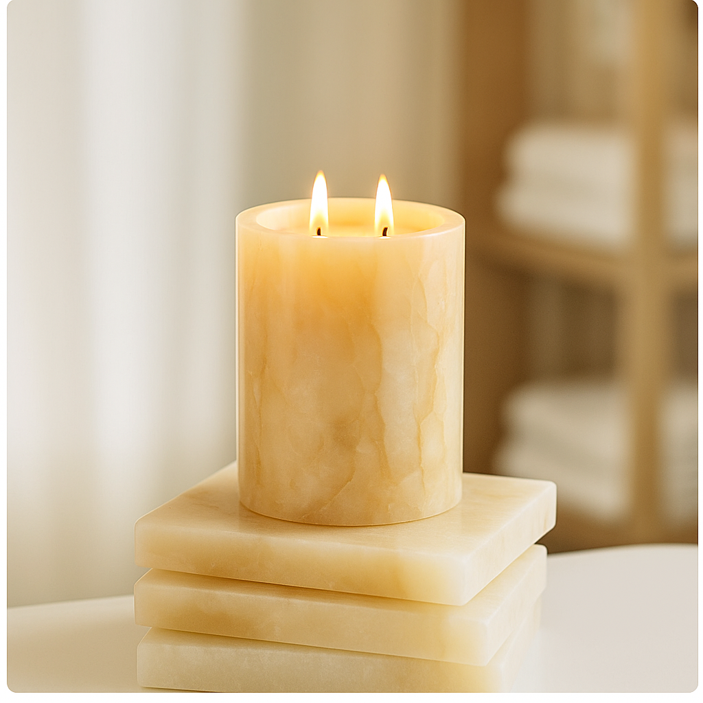 White Onyx Scented Candle Jar | Handcrafted